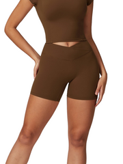 Sleek Shorts - Flow Oasis - Cappuccino Brown - OHFIT