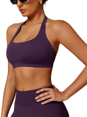 Halterneck Sports Bra - Knit Motion - Royal Amethyst