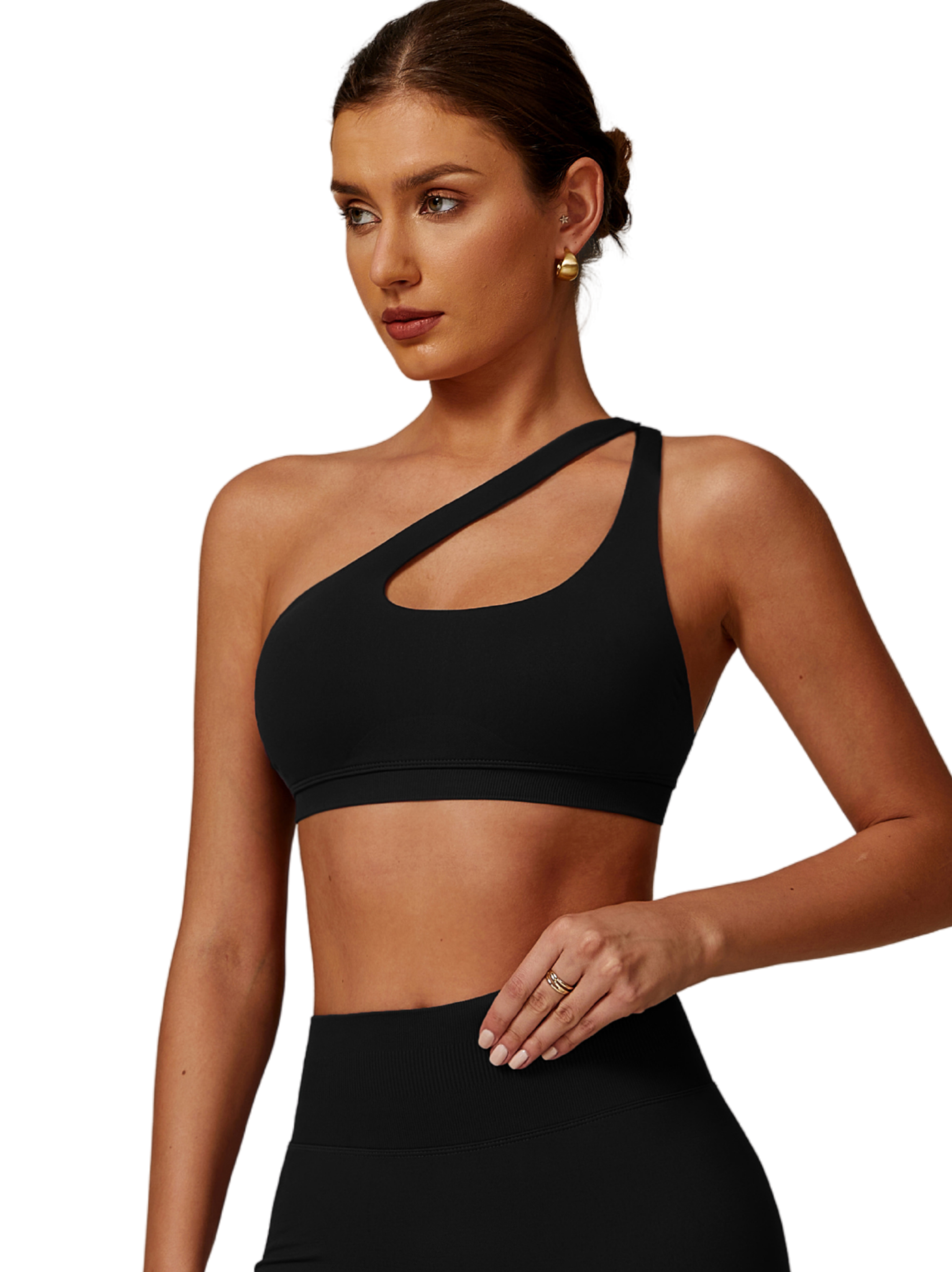 One Shoulder Bra - Knit Motion - Night Black