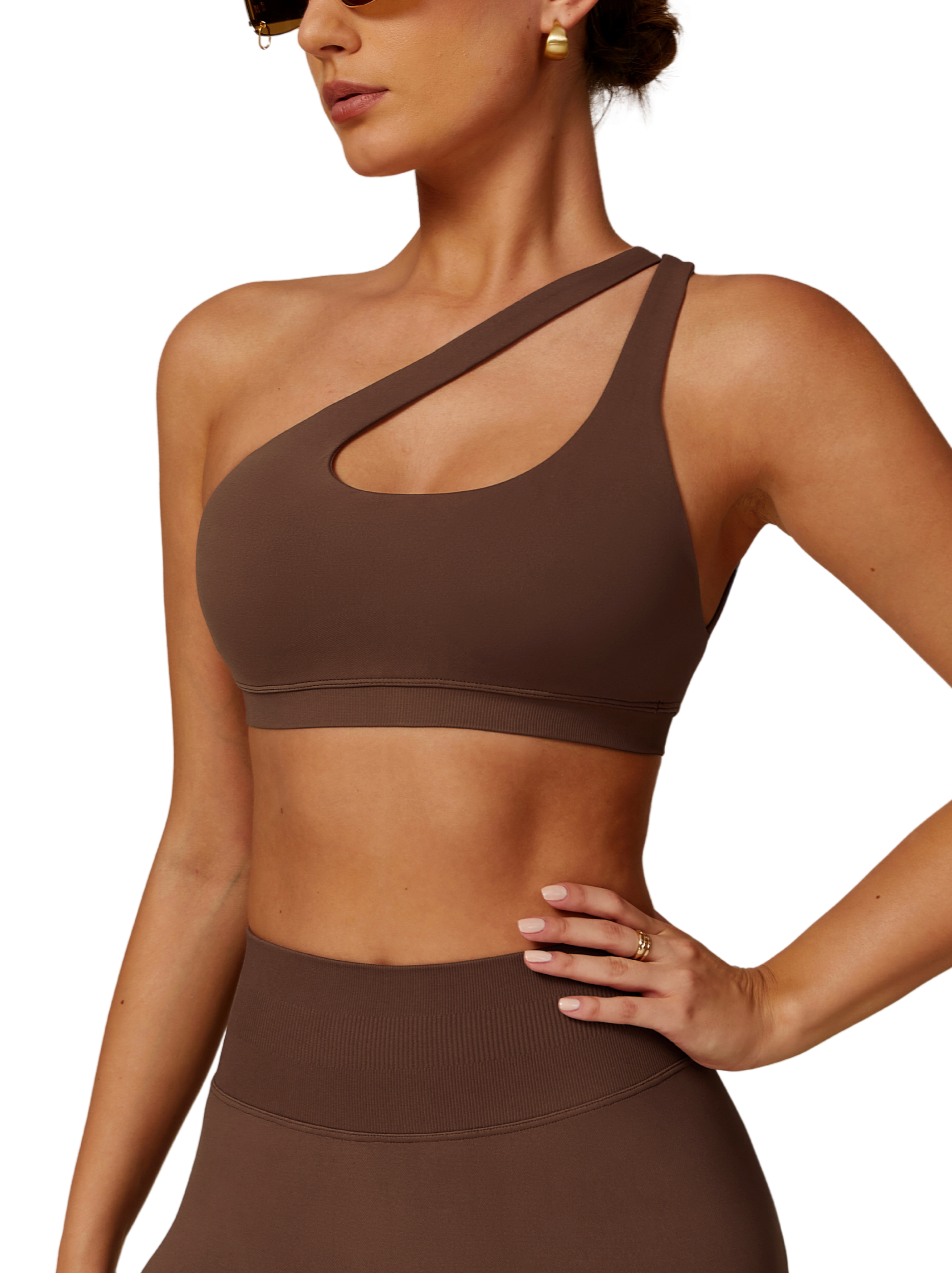 One Shoulder Bra - Knit Motion - Mocha