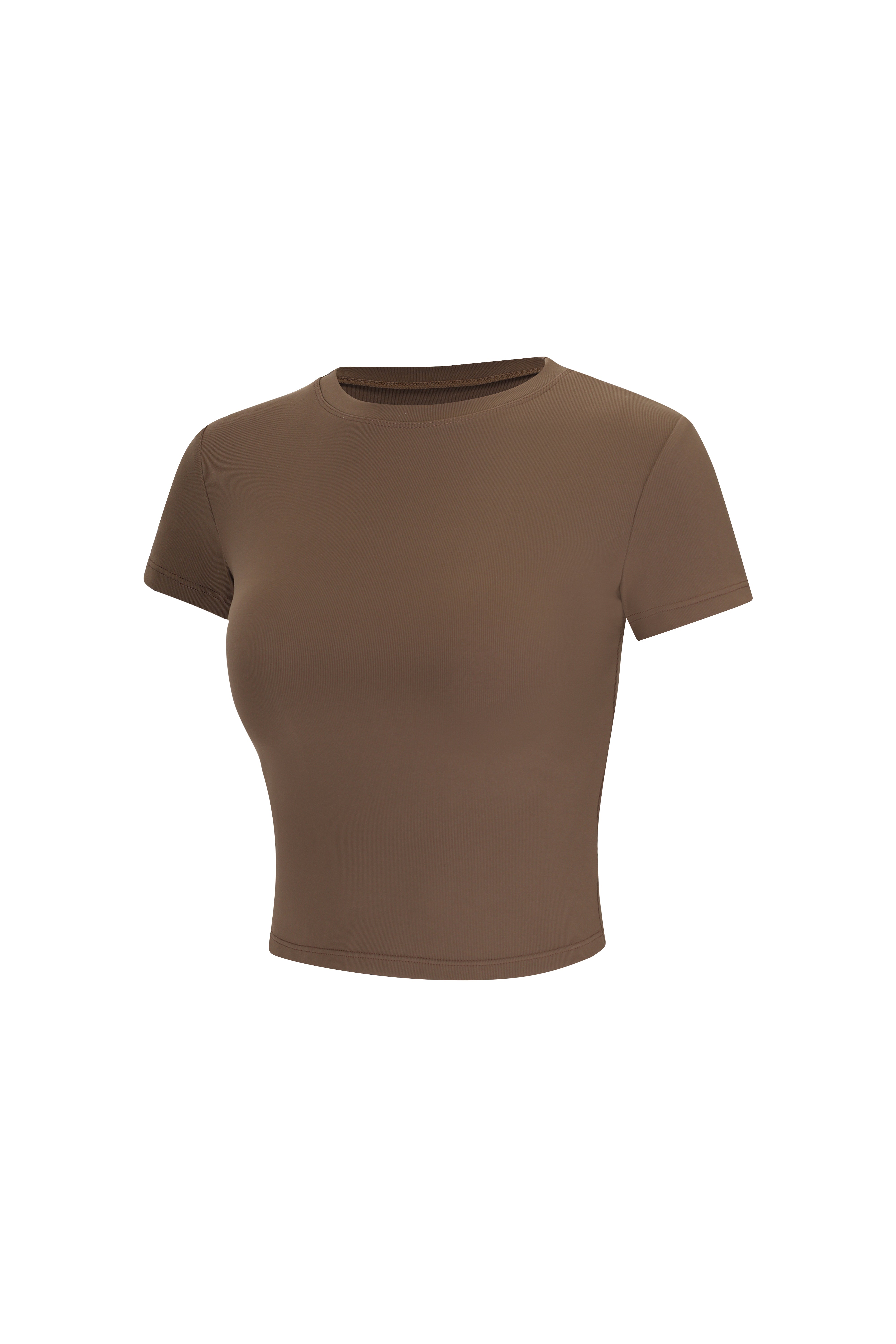 Crew Neck Top Short Sleeves - Urban Ease - Rich Cocoa - OHFIT