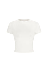 Crew Neck Top Short Sleeves - Urban Ease - Dawn White - OHFIT