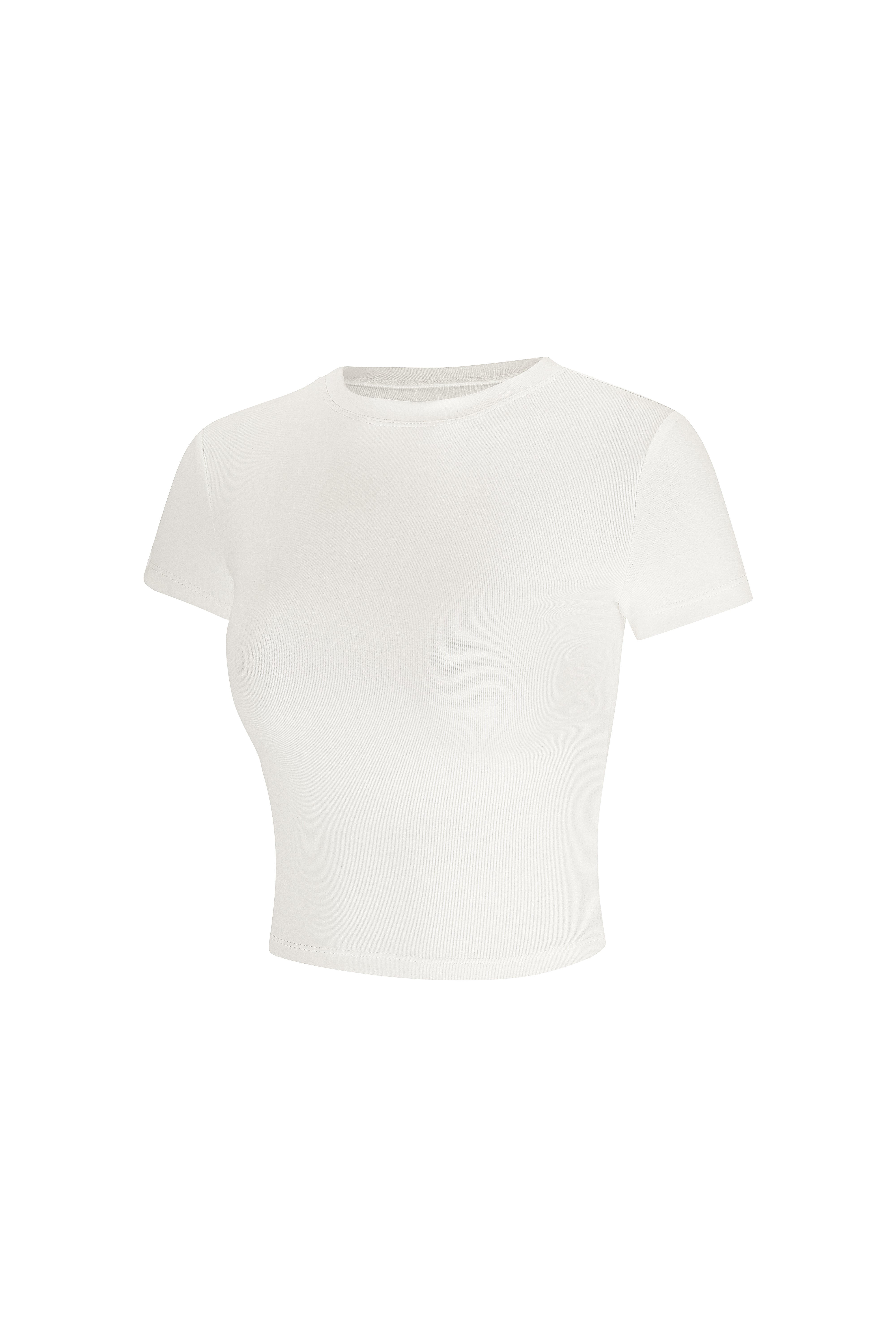 Crew Neck Top Short Sleeves - Urban Ease - Dawn White - OHFIT