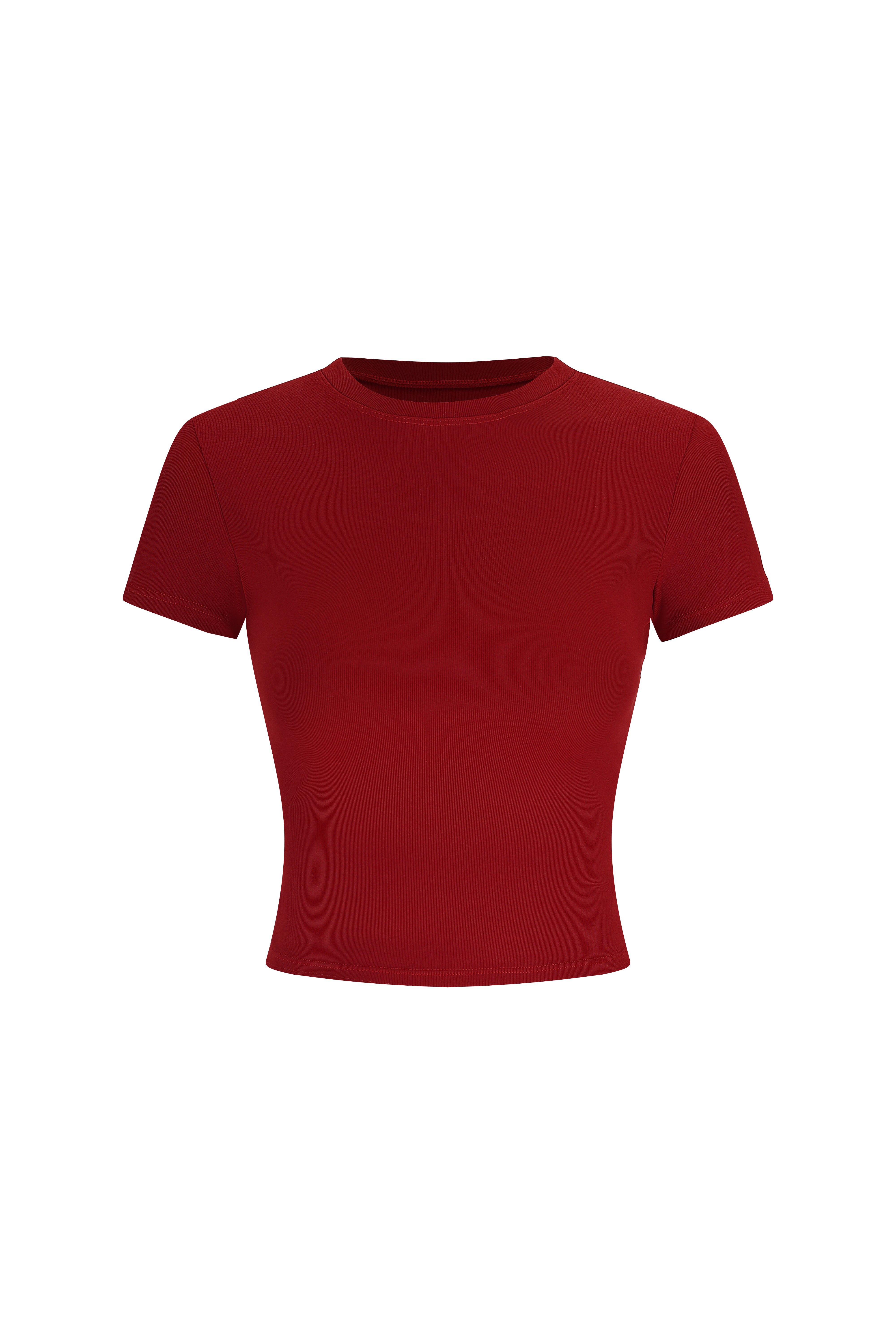 Crew Neck Top Short Sleeves - Urban Ease - Twilight Red - OHFIT