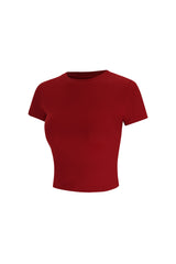 Crew Neck Top Short Sleeves - Urban Ease - Twilight Red - OHFIT