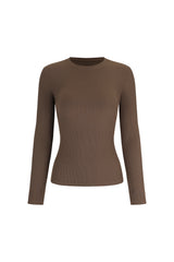 Crew Neck Top Long Sleeves - Urban Ease - Rich Cocoa - OHFIT