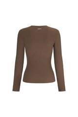 Crew Neck Top Long Sleeves - Urban Ease - Rich Cocoa - OHFIT