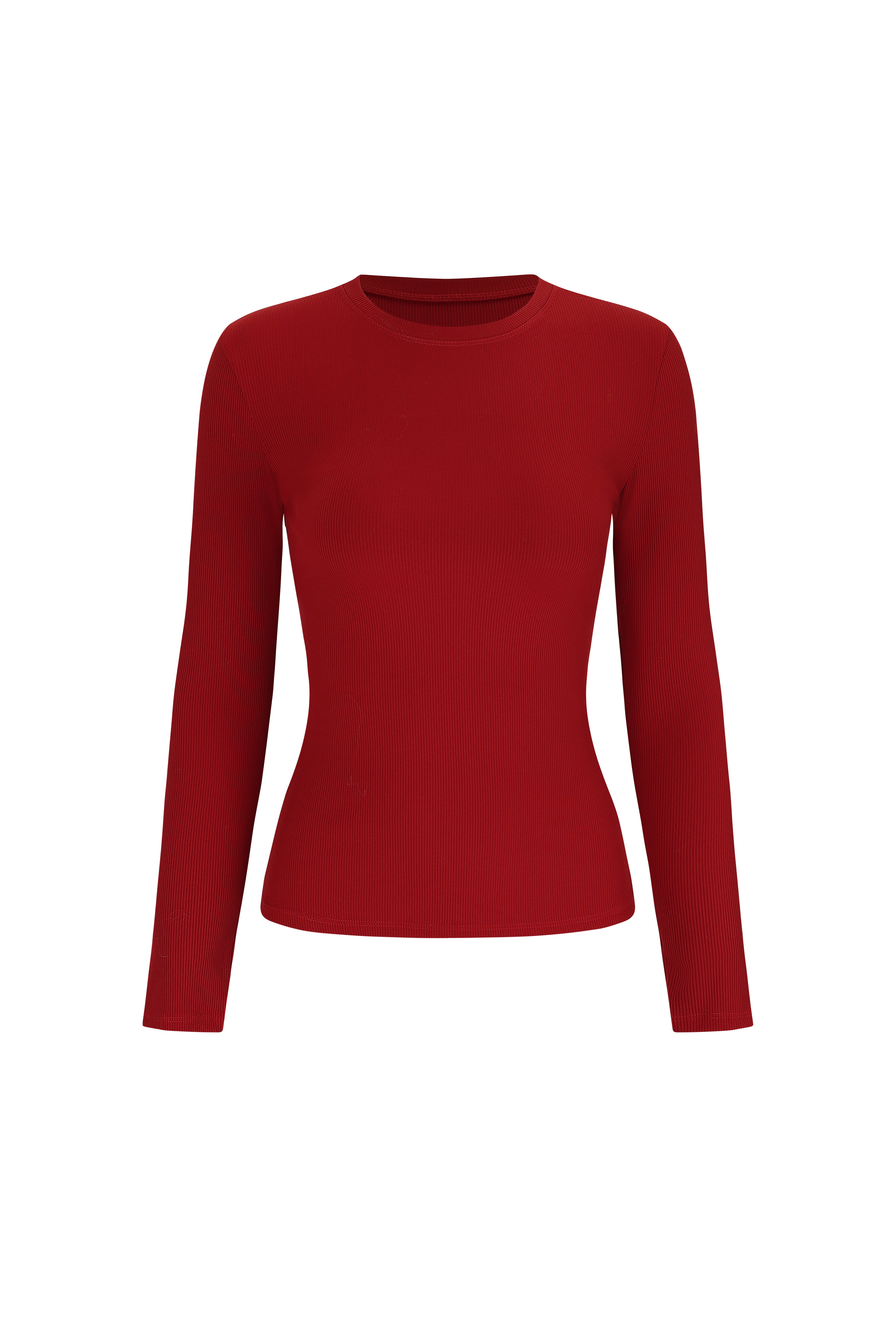 Crew Neck Top Long Sleeves - Urban Ease - Twilight Red - OHFIT