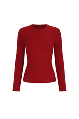 Crew Neck Top Long Sleeves - Urban Ease - Twilight Red - OHFIT