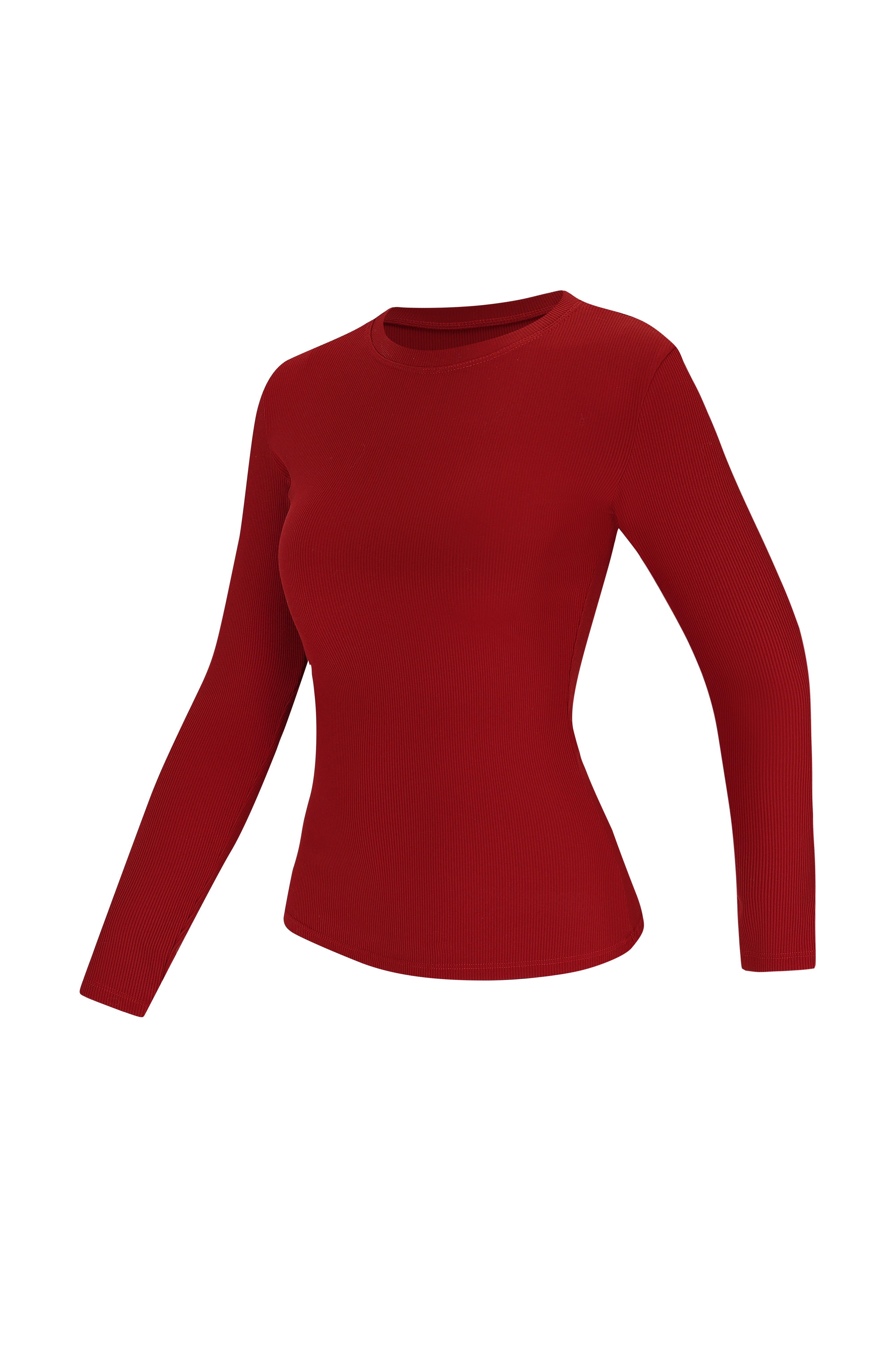 Crew Neck Top Long Sleeves - Urban Ease - Twilight Red - OHFIT