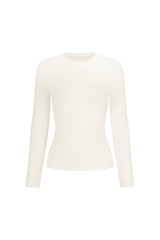 Crew Neck Top Long Sleeves - Urban Ease - Dawn White - OHFIT