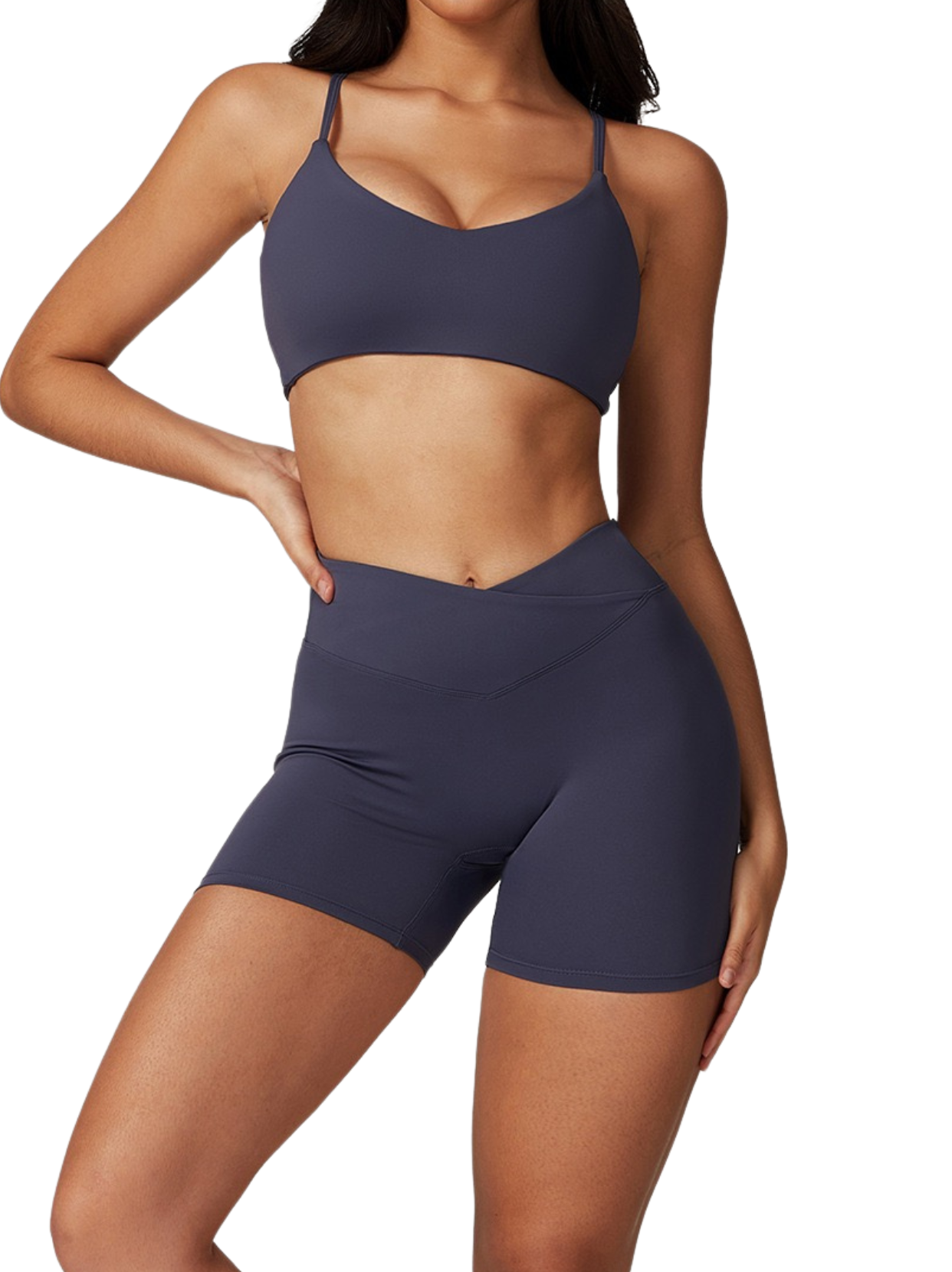 Sleek Shorts - Flow Oasis - Charcoal Blue - OHFIT