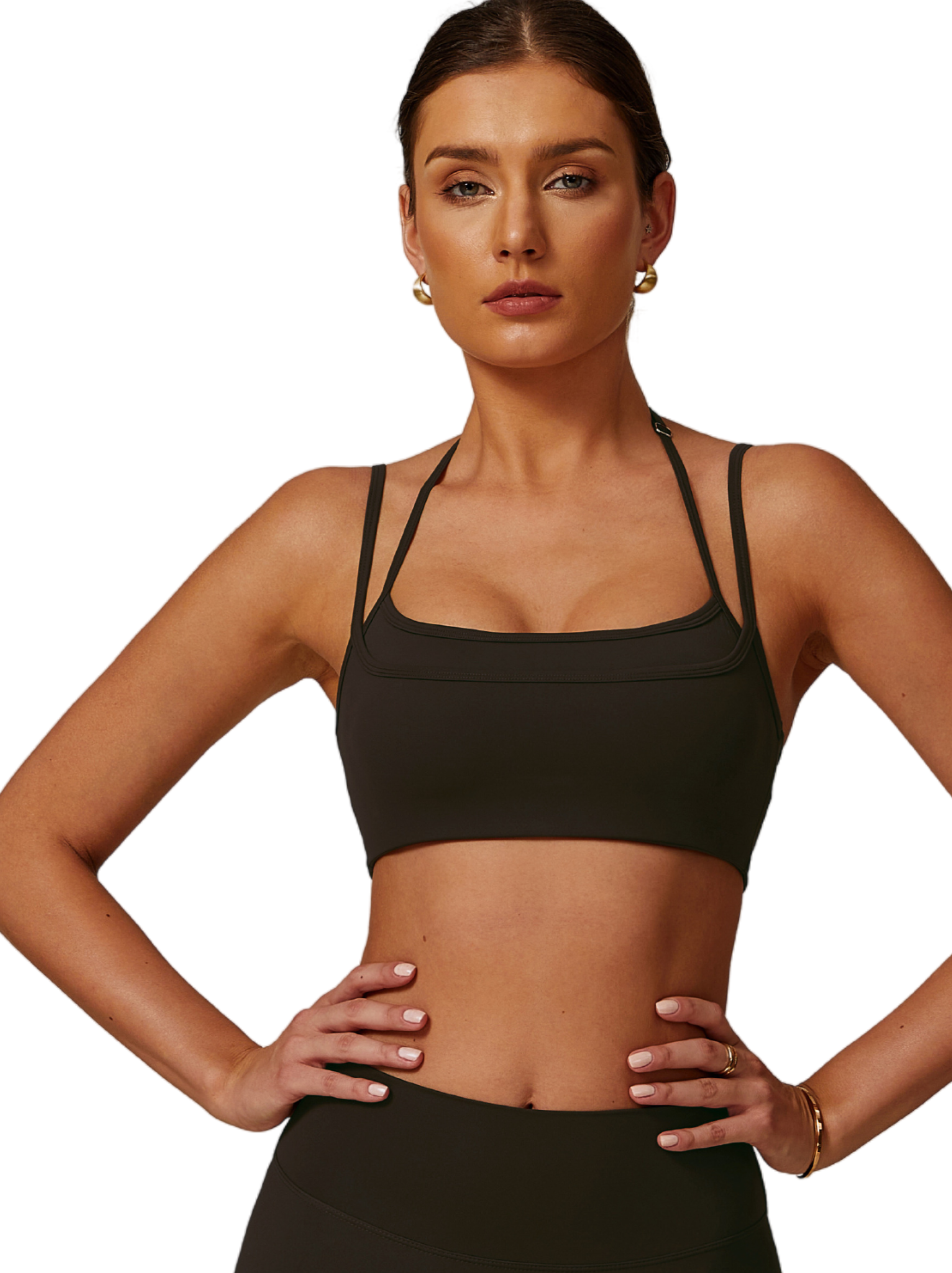 Soutien-gorge de sport double épaisseur - Flow Oasis - Café noir