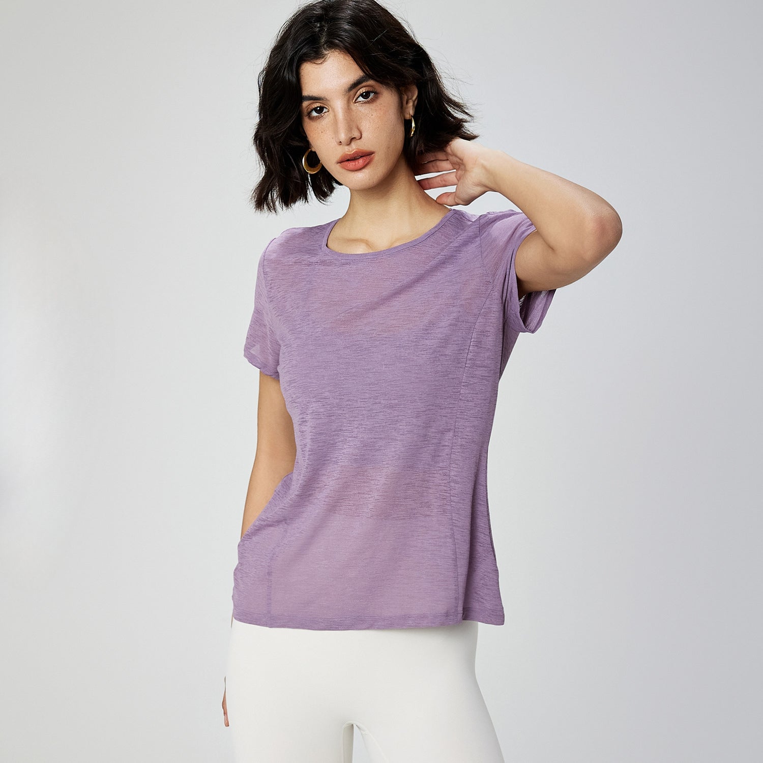 Yarn Yoga Blouse Thin Mesh Breathable High-grade Backless Cross Sports Shirt Short-sleeved Women