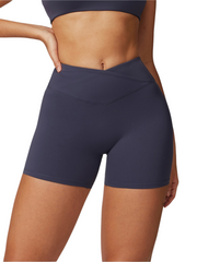 Sleek Shorts - Flow Oasis - Charcoal Blue - OHFIT