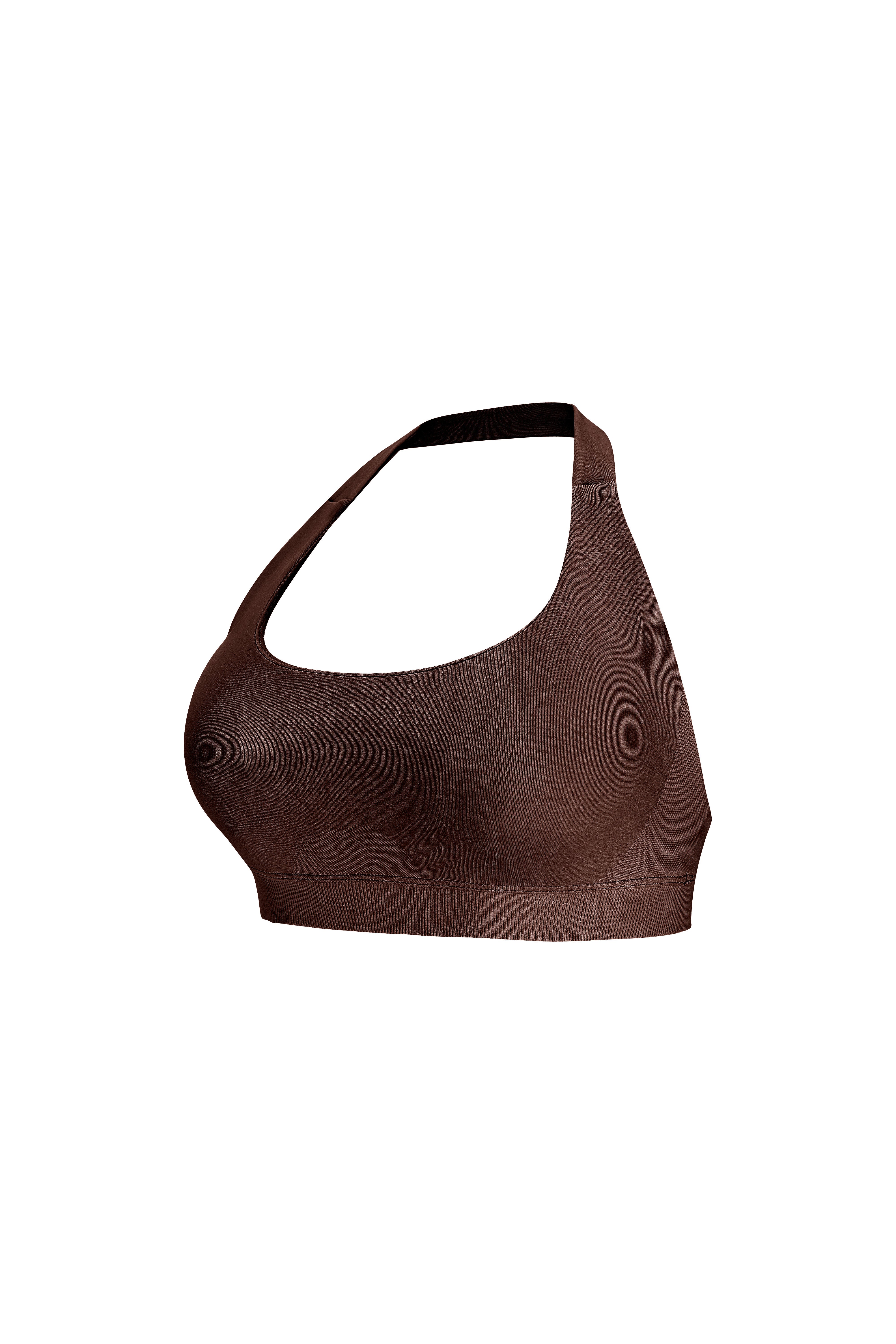 Halterneck Sports Bra - Knit Motion - Mocha - OHFIT