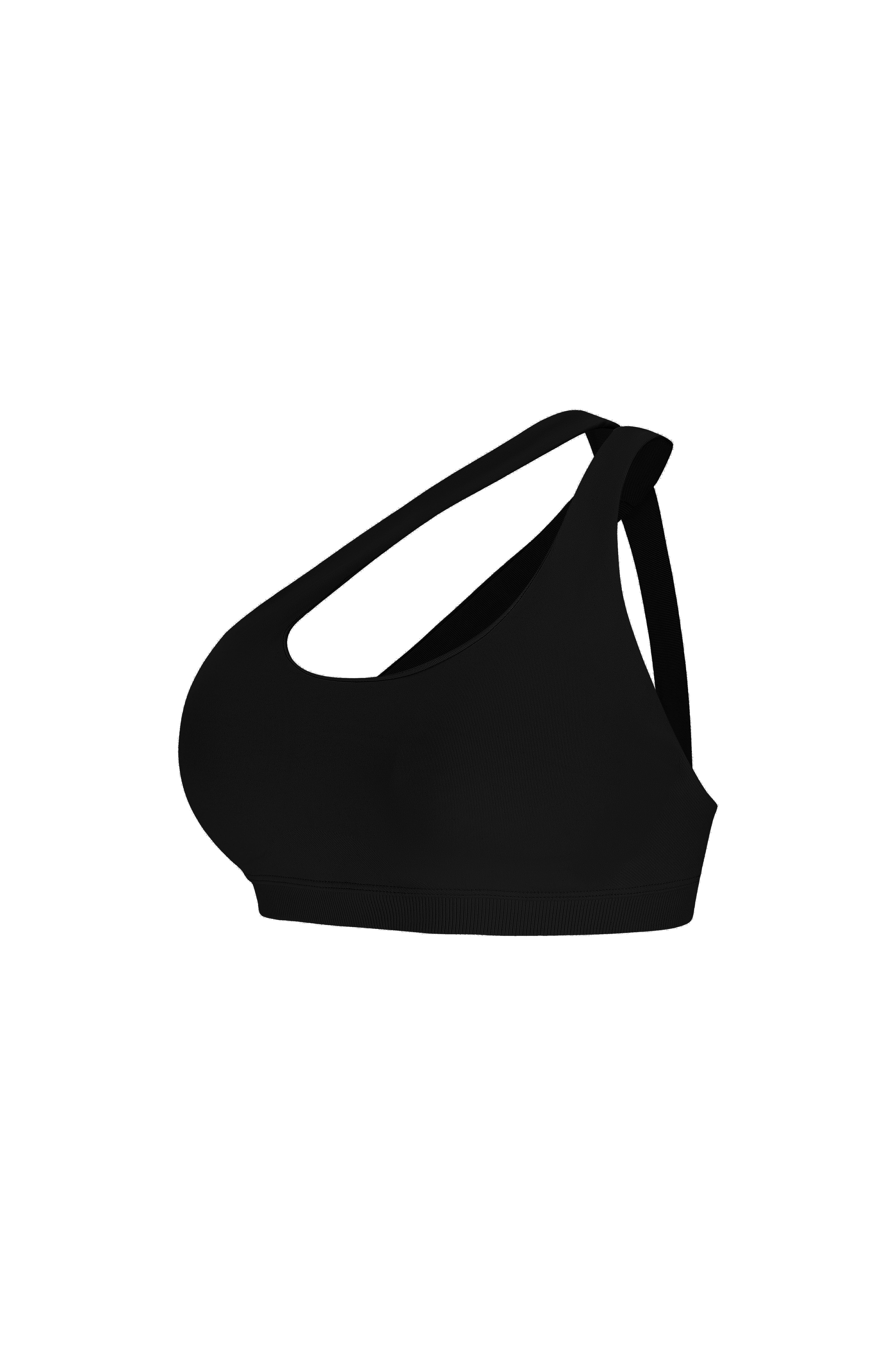 One Shoulder Bra - Knit Motion - Night Black - OHFIT