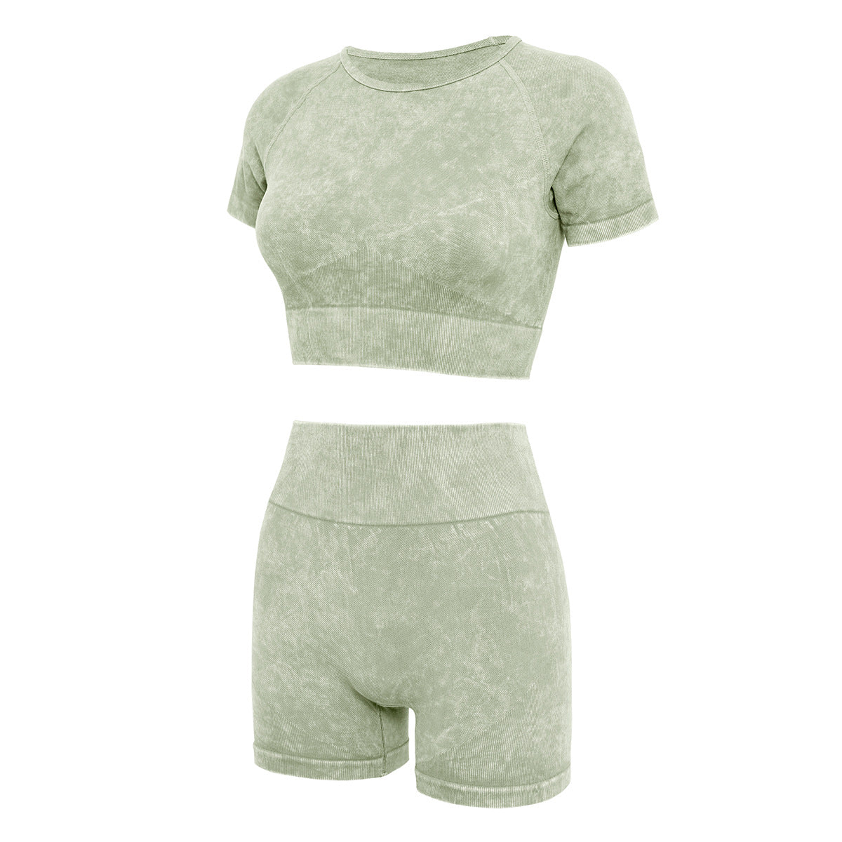 Yoga Suit Suit Women's Summer Shorts Short Sleeve Suit Sand-wash Imitation Denim Fitness Suit Yoga Wear