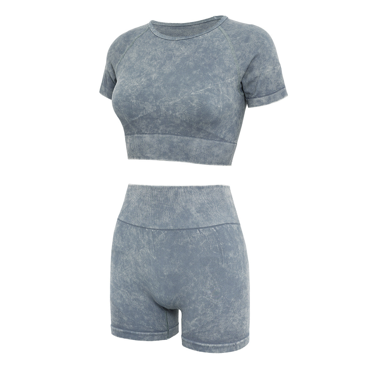 Yoga Suit Suit Women's Summer Shorts Short Sleeve Suit Sand-wash Imitation Denim Fitness Suit Yoga Wear