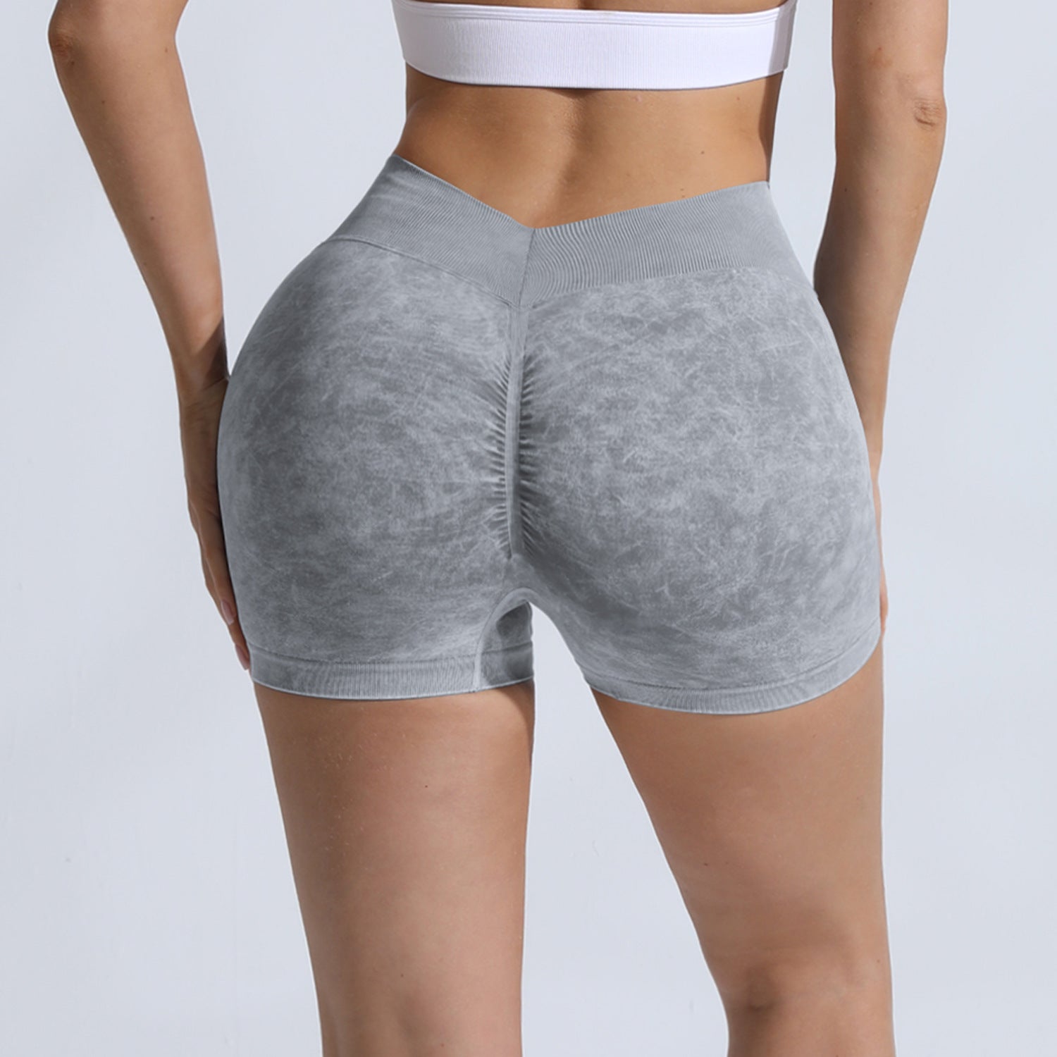 High Waisted Peach Lifting Buttocks Running and Fitness Women's Shorts Sand Washed Yoga Shorts