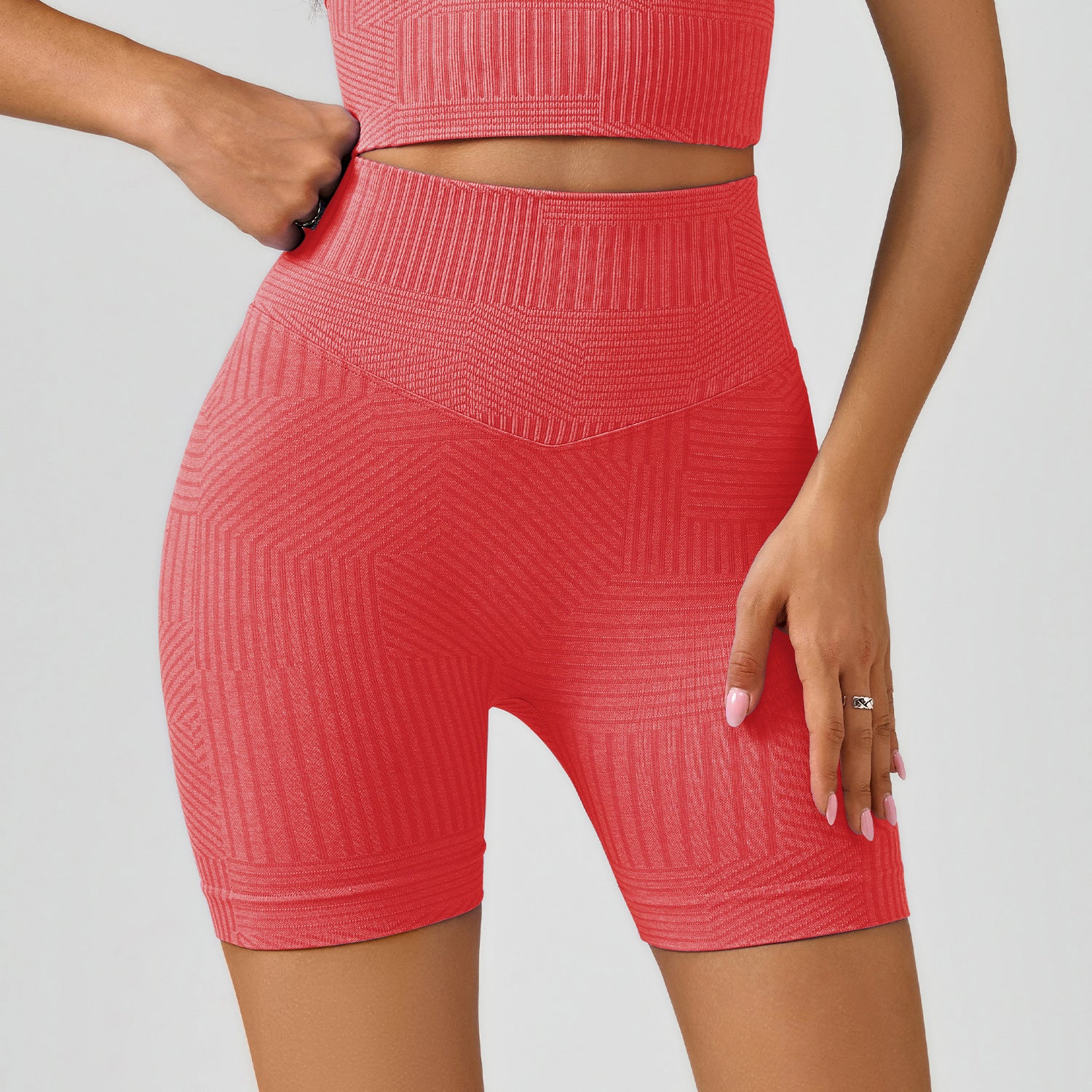 Top Long sleeved Peach Hip Fitness Pants Sports Fitness Pants Yoga 5-piece Set